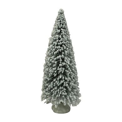 St. Nicholas Square Flocked Bottle Brush Tree Set of 10 Table Decor