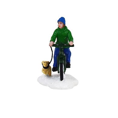 St. Nicholas Square Winter Bike Ride Figurine Table Decor