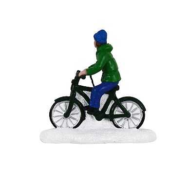 St. Nicholas Square Winter Bike Ride Figurine Table Decor