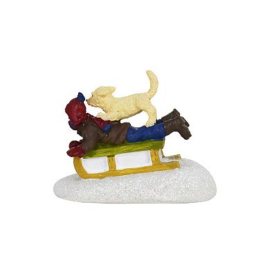 St. Nicholas Square Village Sledding Fun Figurine Table Decor
