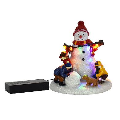 St. Nicholas Square Village Snowman with Children Table Decor
