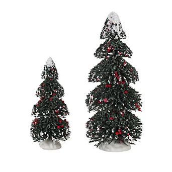 St. Nicholas Square® Village Flocked Berry Tree Set of 2 Table Decor