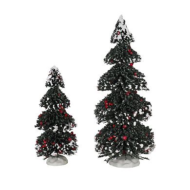St. Nicholas Square Village Flocked Berry Tree Set of 2 Table Decor