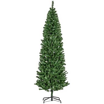 Homcom 7' Unlit Pencil Christmas Tree Holiday Decor With Stand
