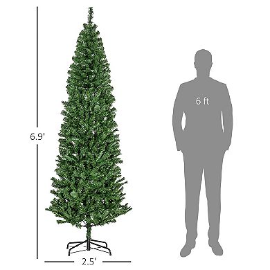 Homcom 7' Unlit Pencil Christmas Tree Holiday Decor With Stand