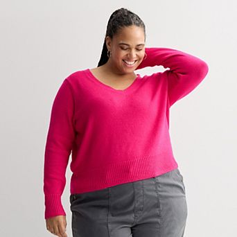 Plus Size Sonoma Goods For Life® Lightweight V-Neck Sweater