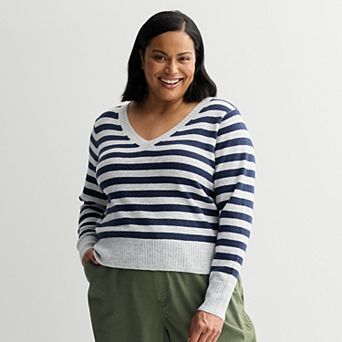 Plus Size Sonoma Goods For Life® Lightweight V-Neck Sweater