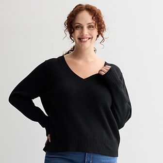 Plus Size Sonoma Goods For Life® Lightweight V-Neck Sweater
