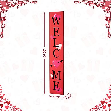 Glitzhome 36"H Valentine’s Delightful Wooden Welcome Porch Sign