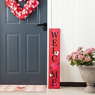 Glitzhome 36"H Valentine’s Delightful Wooden Welcome Porch Sign