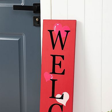 Glitzhome 36"H Valentine’s Delightful Wooden Welcome Porch Sign