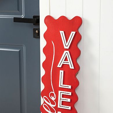 Glitzhome 39.25"H Valentine's Wooden HELLO VALENTINE Porch Decor with 3D letters