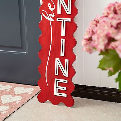 Glitzhome 39.25"H Valentine's Wooden HELLO VALENTINE Porch Decor with 3D letters