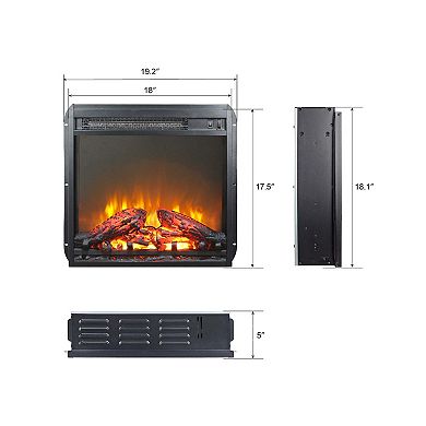 Mondawe 18" Electric Fireplace Insert, Ultra Thin Heater With Realistic Flame