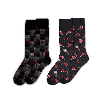Men's 2 Pair Pack Novelty Dress Crew Socks