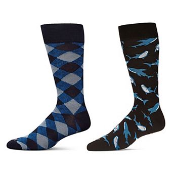 Men's 2 Pair Pack Novelty Dress Crew Socks