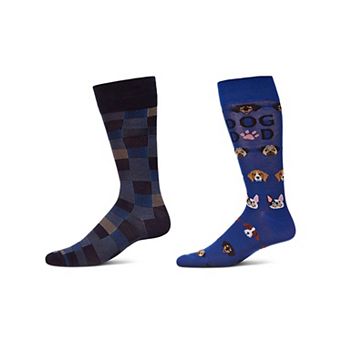 Men's 2 Pair Pack Novelty Dress Crew Socks