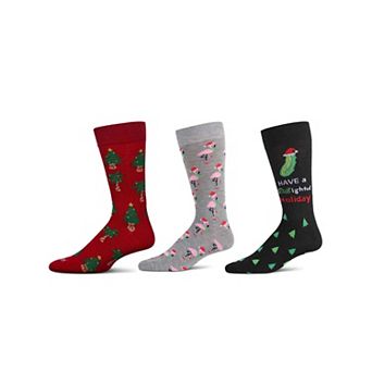 Men's 3 Pair Pack Holiday Novelty Crew Socks