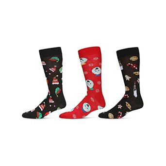 Men's 3 Pair Pack Holiday Novelty Crew Socks