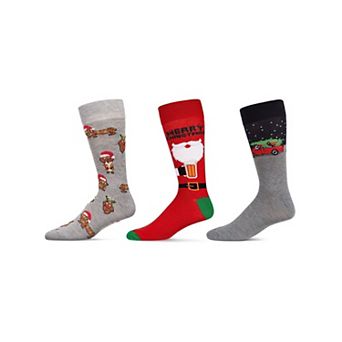Men's 3 Pair Pack Holiday Novelty Crew Socks