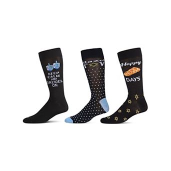 Men's 3 Pair Pack Hanukkah Novelty Crew Socks