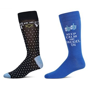 Men's 2 Pair Pack Novelty Hanukkah Holiday Crew Socks
