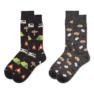 Men's 2 Pair Pack Novelty Food and Drink Crew Socks