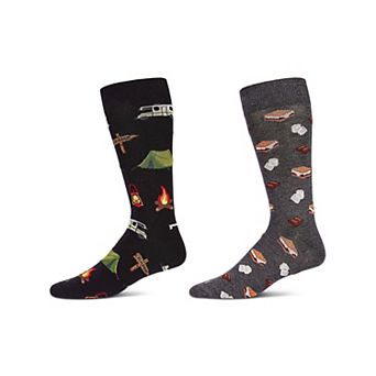 Men's 2 Pair Pack Novelty Food and Drink Crew Socks