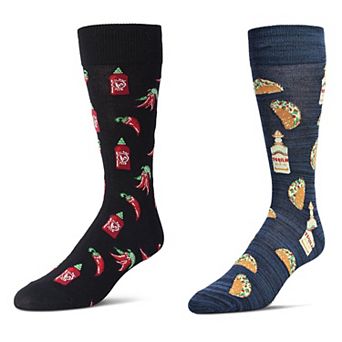 Men's 2 Pair Pack Novelty Food and Drink Crew Socks