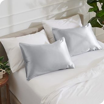 Bare Home Satin Zipper Closure Pillowcase Set
