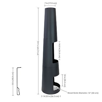 Sunnydaze 59" H Steel Chiminea with Log Holder - Black