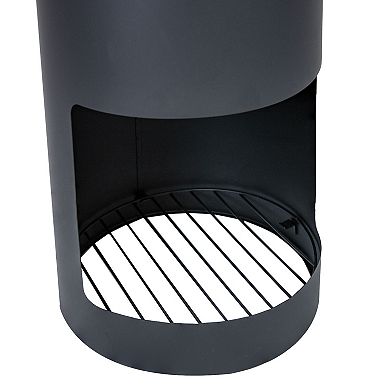 Sunnydaze 59" H Steel Chiminea with Log Holder - Black