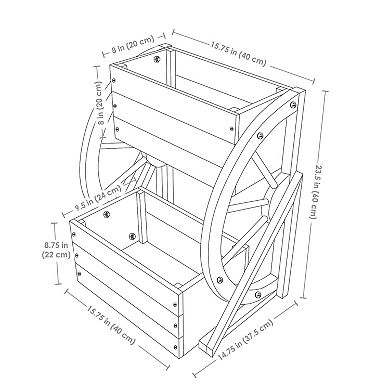 Sunnydaze 2-Tier Fir Wood Wagon Wheel Planter