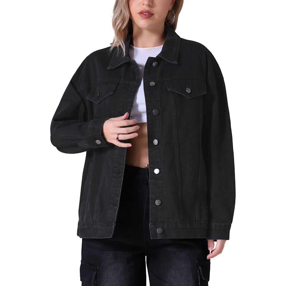 Women's Oversized Denim Jackets Long Sleeve Button Down with