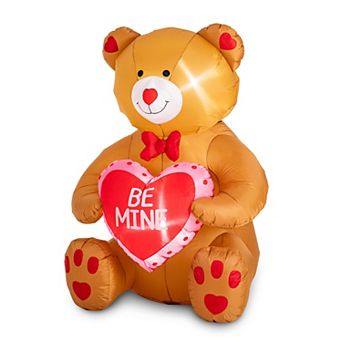 Glitzhome 6'H Lighted Valentine's Inflatable Bear with Heart Decor