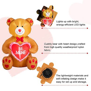 Glitzhome 6'H Lighted Valentine's Inflatable Bear with Heart Decor