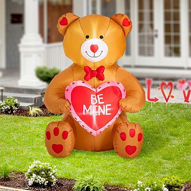 Glitzhome 6'H Lighted Valentine's Inflatable Bear with Heart Decor