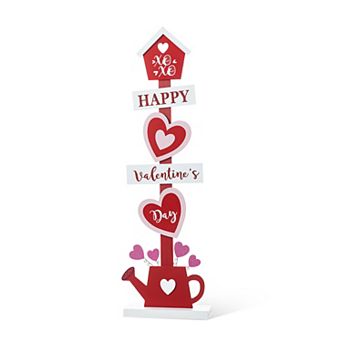 Glitzhome 35.75"H Romantic Valentine's Wooden Heart & Love House Porch Decor