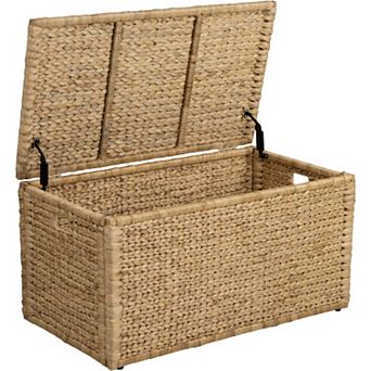 eHemco Water Hyacinth Wicker Storage Trunk with Metal Frame, 36 in Natural