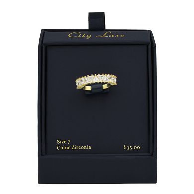 City Luxe Gold Tone Triangle Cubic Zirconia Ring