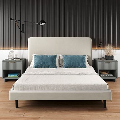 MANHATTAN COMFORT Granville Modern 1-Drawer Solid Wood Nightstand 2-piece Set