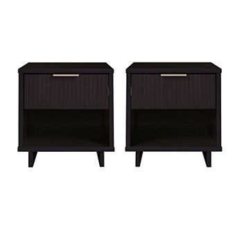 MANHATTAN COMFORT Granville Modern 1-Drawer Solid Wood Nightstand 2 pc Set