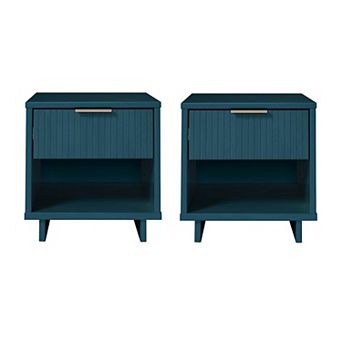 MANHATTAN COMFORT Granville Modern 1-Drawer Solid Wood Nightstand 2 pc Set