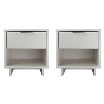 MANHATTAN COMFORT Granville Modern 1-Drawer Solid Wood Nightstand 2 pc Set