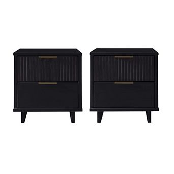 MANHATTAN COMFORT Granville Modern 2-Drawer Solid Wood Nightstand 2 pc Set