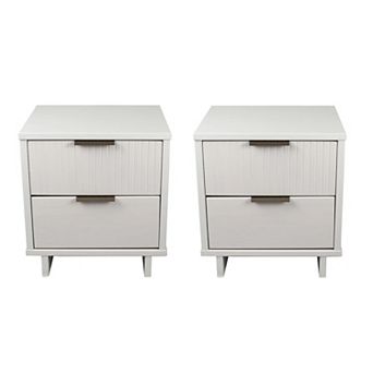 MANHATTAN COMFORT Granville Modern 2-Drawer Solid Wood Nightstand 2 pc Set