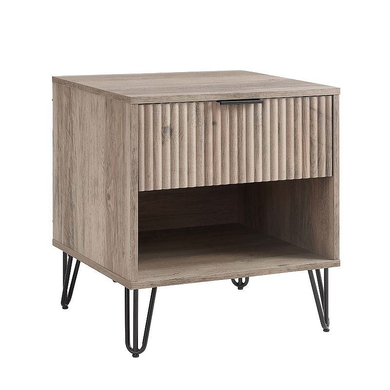 MANHATTAN COMFORT Dumbo Modern 1-Drawer Nightstand, Rustic Gray