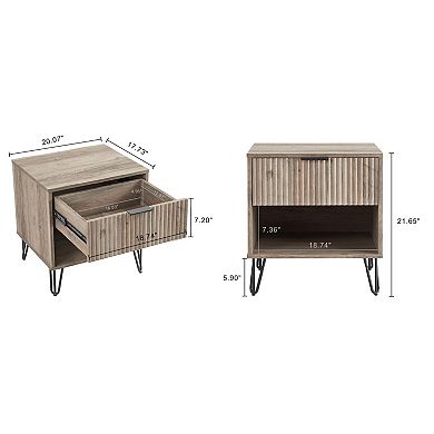 MANHATTAN COMFORT Dumbo Modern 1-Drawer Nightstand 2-piece Set