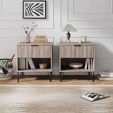 MANHATTAN COMFORT Dumbo Modern 1-Drawer Nightstand 2-piece Set