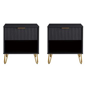 MANHATTAN COMFORT Dumbo Modern 1-Drawer Nightstand 2 pc Set